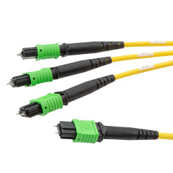 转换光缆，1×有导针MPO24/3×有导针MPO8，9/125μm单模，LSZH护套，黄色，1米